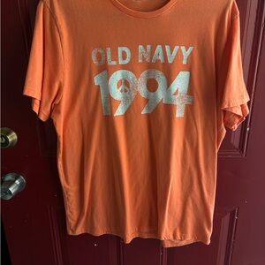 Old Navy Orange Crew Neck Tee with Light Blue Logo
